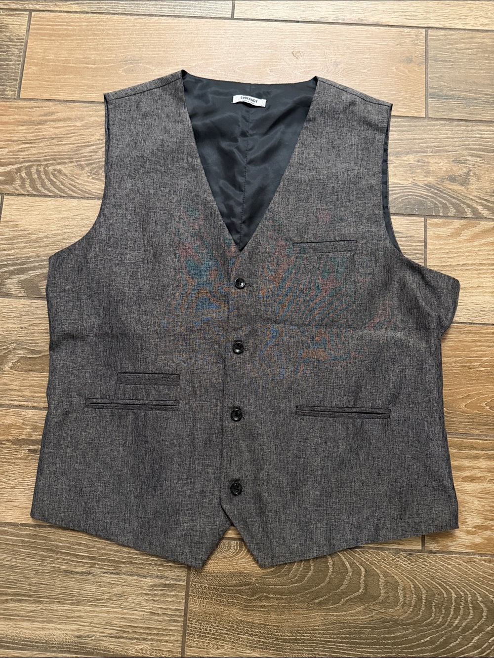 Tailored Grey Herringbone Men's Suit Vest - XL